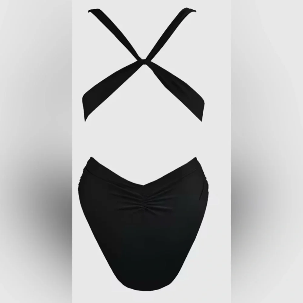 Cupshe Elegant Black Wrap One-Piece Swimsuit - Picture 3 of 6
